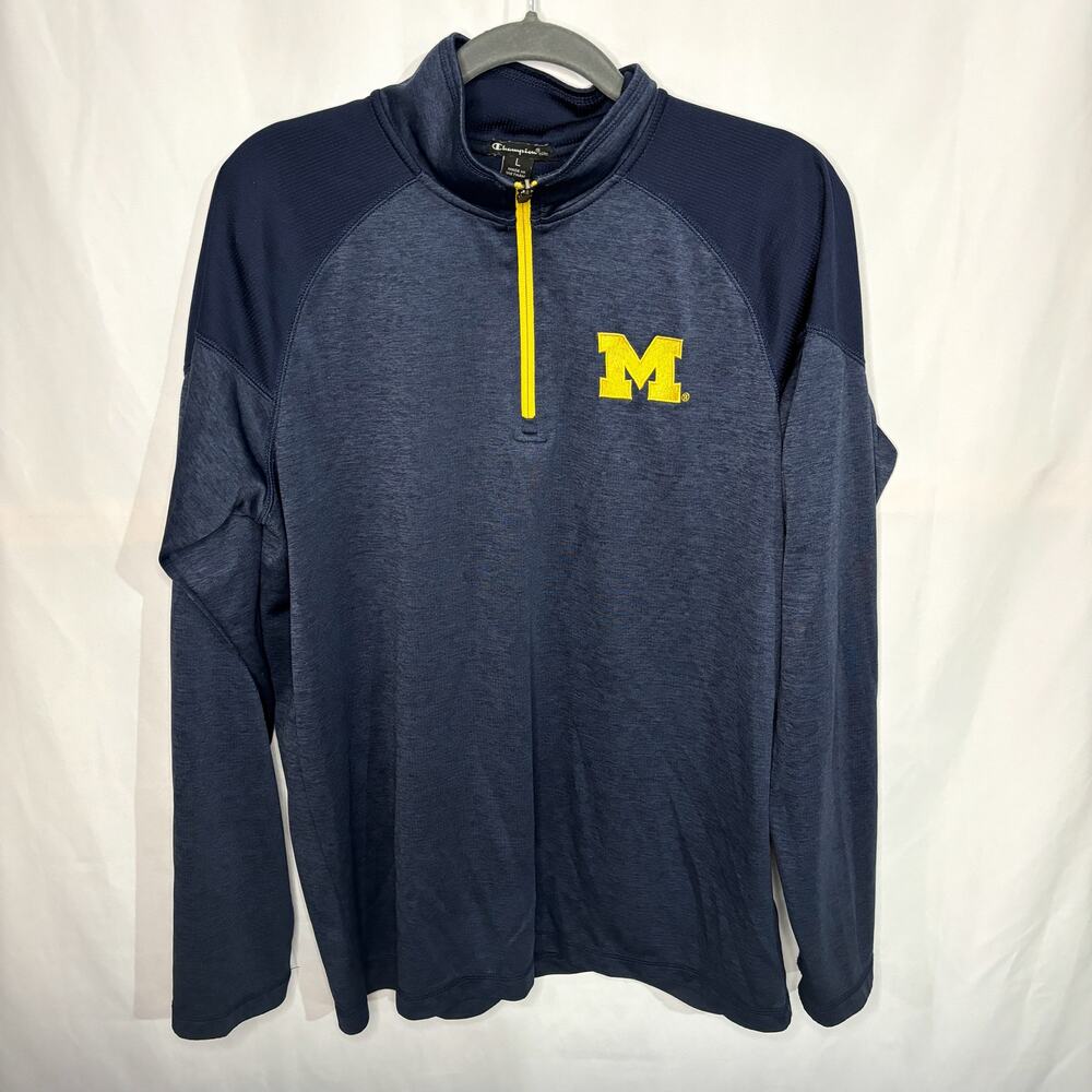 Champion Sports Wear, Mens University of Michigan U of M Team Quarter Zip, Large